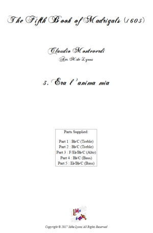 Flexi Quintet – Monteverdi, 5th Book of Madrigals (1605) – 03. Era l’anima mia