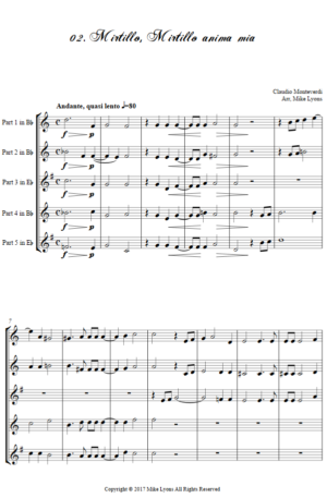 Flexi Quintet – Monteverdi, 5th Book of Madrigals (1605) – 02. O Mirtillo, Mirtillo anima mia