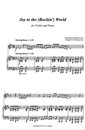 Joy to the (Rockin’) World – for Violin or Cello Solo with Piano