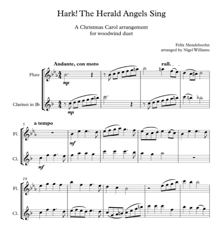 Hark! The Herald Angels Sing, duet for flute and clarinet