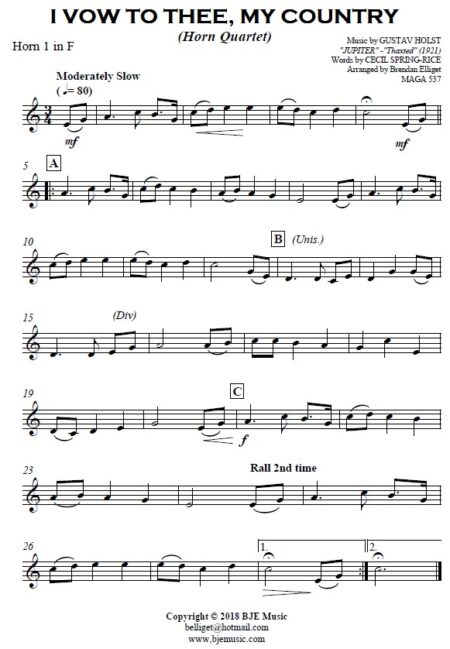 307 I Vow to Thee My Country Horn Quartet SAMPLE page 03