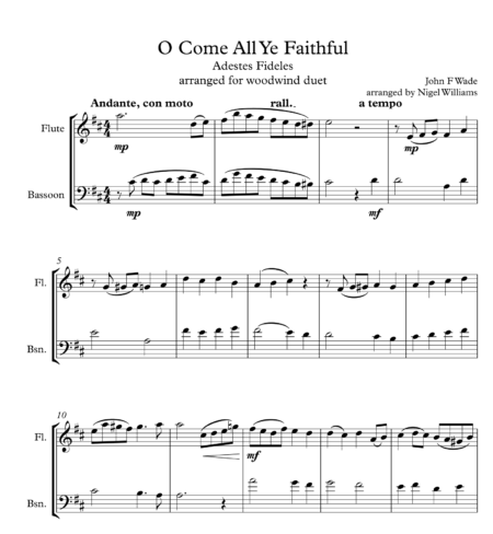 O Come All Ye Faithful, Duet for Flute and Bassoon