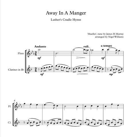 Away In A Manger, Duet for Flute and Clarinet