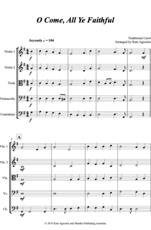 O Come, All Ye Faithful – for String Orchestra or Quintet
