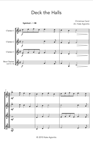 Deck the Halls – Clarinet Quartet