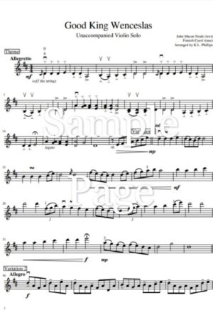 Good King Wenceslas – Theme and Variations for Unaccompanied Violin Solo