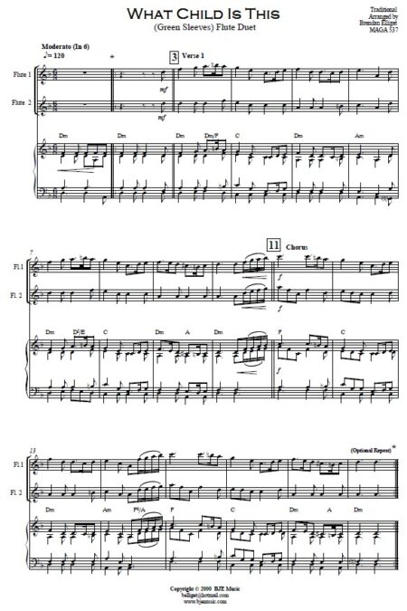 148 What Child Is This Flute Duet and Piano SAMPLE page 02