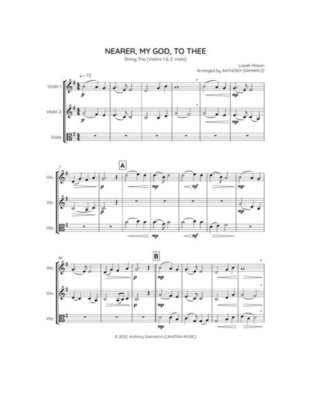 Nearer, My God, to Thee - string trio