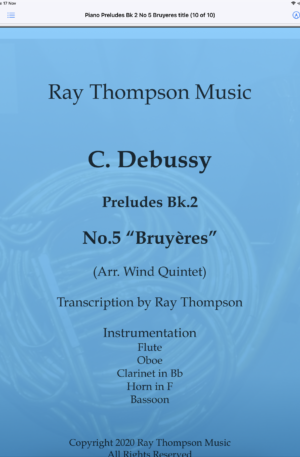 Debussy: Piano Preludes Bk.2 No.4 Bruyères – wind quintet