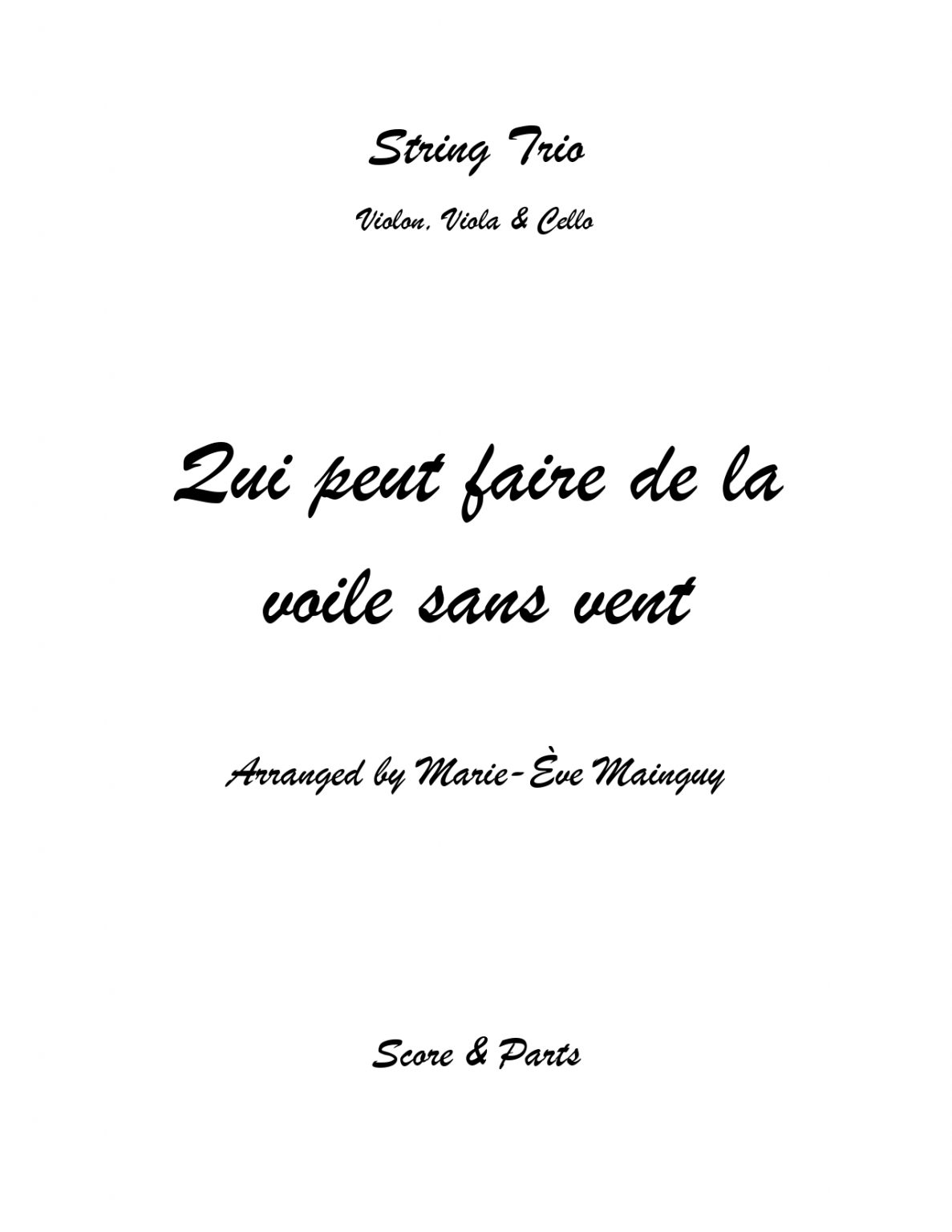 Qui Peut Faire De La Voile Sans Vent - Sheet Music Marketplace