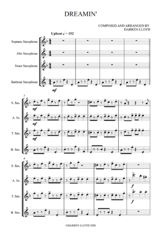 Dreamin’ – Saxophone Quartet (SATB or AATB)