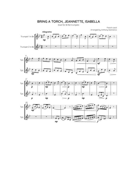 Bring a Torch...trumpet duet (score, pg. 1)