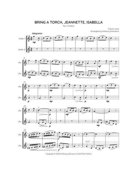 Bring a Torch...violin duet (score, pg. 1)