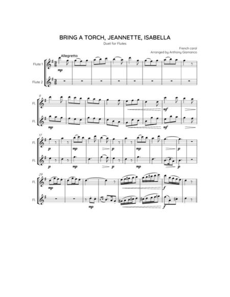 Bring a Torch...flute duet (score, pg. 1)
