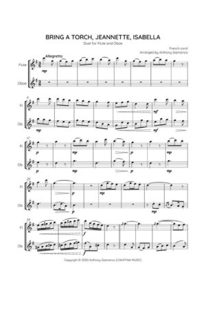 BRING A TORCH, JEANNETTE, ISABELLA – flute/oboe duet