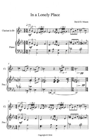 In a Lonely Place – Clarinet Solo with Piano accompaniment