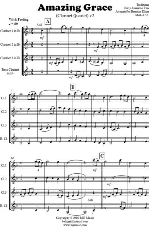 Amazing Grace – Clarinet Quartet
