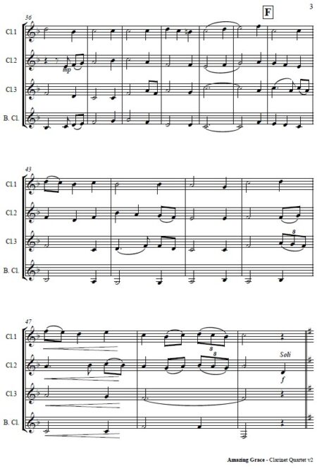 155 Amazing Grace Clarinet Quartet SAMPLE page 03