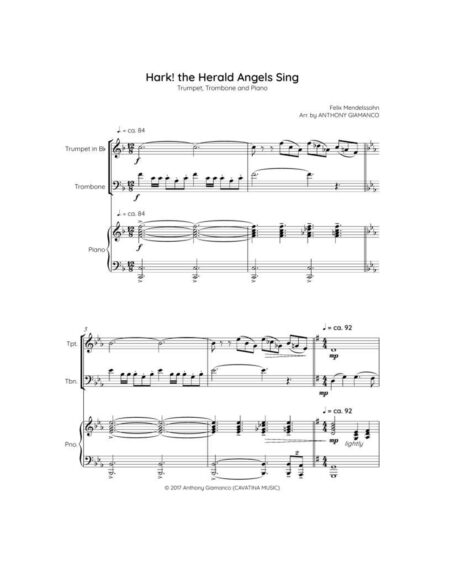 HARK THE HERALD ANGELS SING trpt. trmb. piano