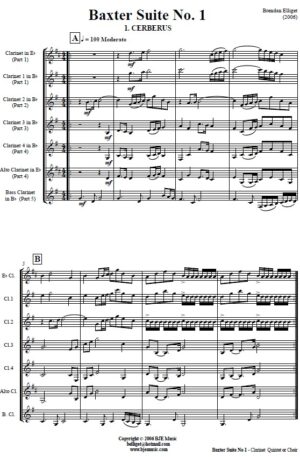 Baxter Suite No. 1 – Clarinet Quintet or Choir
