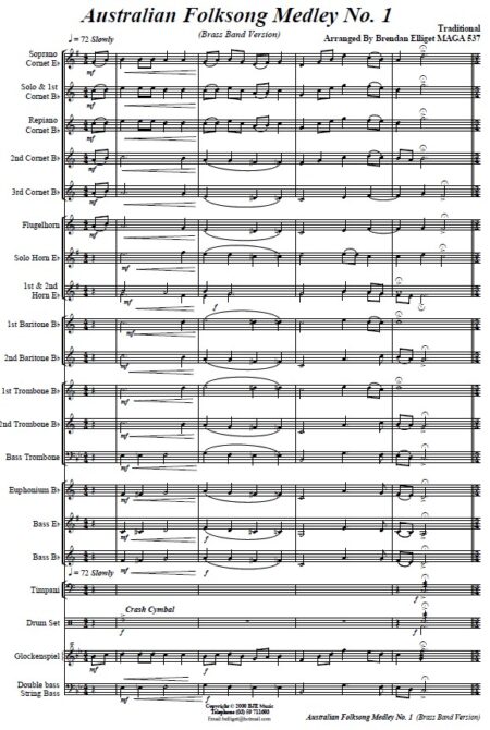 008 Australian Folksong Medley No 1 Brass Band SAMPLE page 001