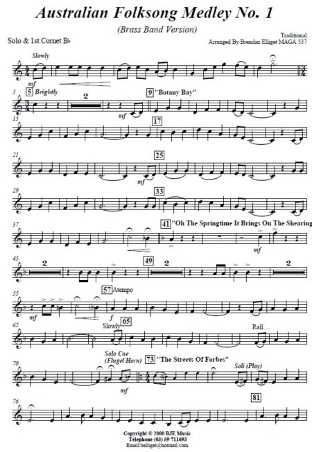 008 Australian Folksong Medley No 1 Brass Band SAMPLE page 003