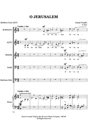 O Jerusalem – for mixed chorus (a cappella)
