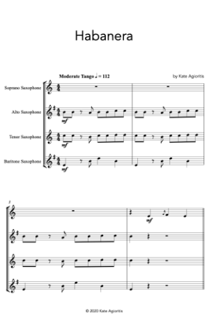 Habanera – for Saxophone Quartet