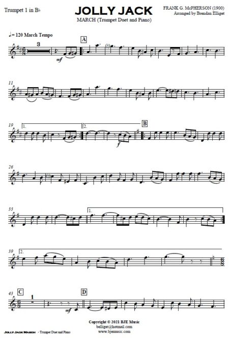 507 Jolly Jack March Trumpet Duet and Piano SAMPLE page 003