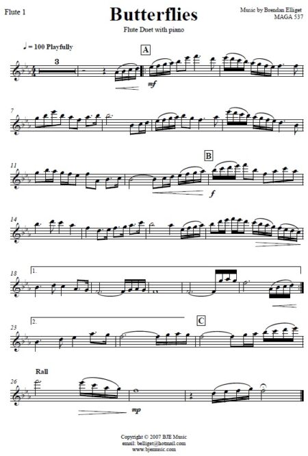 168 Butterflies Flute Duet and Piano SAMPLE page 002