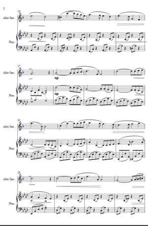 “Peace” for Alto Sax and Piano- Intermediate