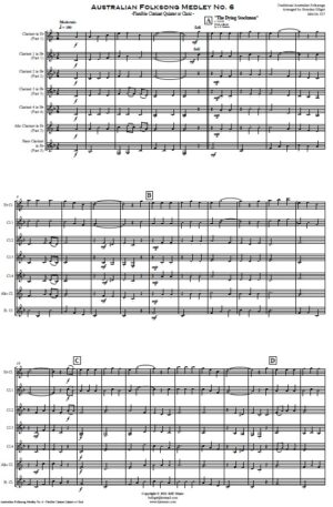 Australian Folksong Medley No. 6 – Flexible Clarinet Quintet or Choir