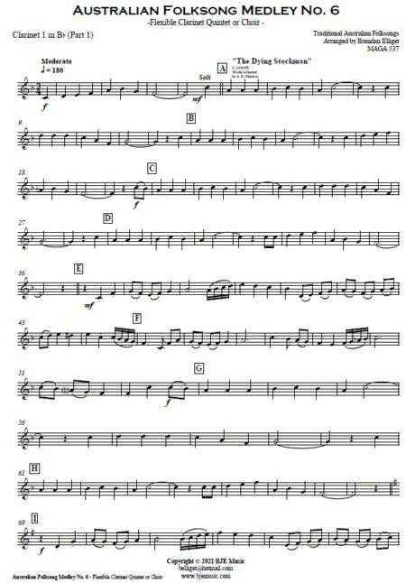 510 Australian Folksong Medley No 6 Flexible Clarinet Quintet or Choir SAMPLE page 003