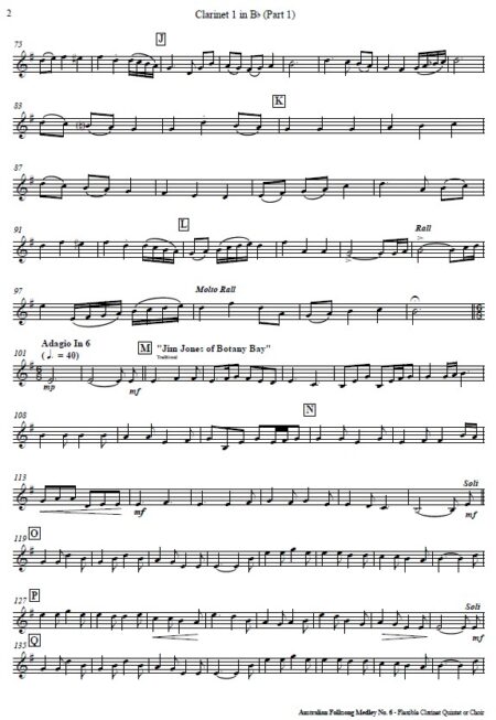 510 Australian Folksong Medley No 6 Flexible Clarinet Quintet or Choir SAMPLE page 004