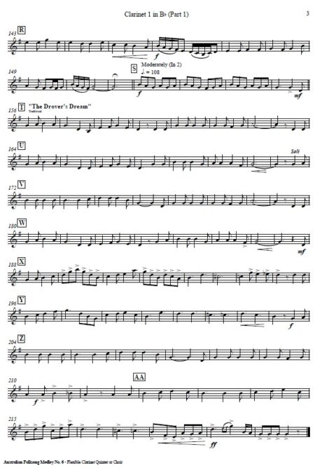 510 Australian Folksong Medley No 6 Flexible Clarinet Quintet or Choir SAMPLE page 005