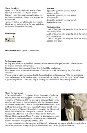 Agnus Dei for Baritone Soloist and Piano Accompaniment
