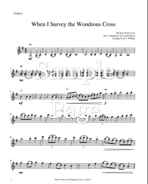 WHEN I SURVEY THE WONDROUS CROSS Sheet music for Violin (String Duet)