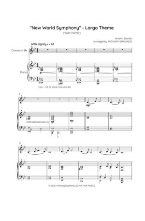 NEW WORLD SYMPHONY (Largo) – Clarinet and Piano