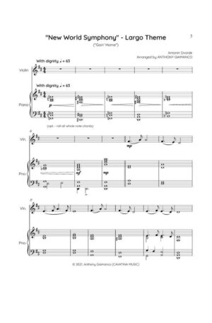 NEW WORLD SYMPHONY (Largo Theme) – Violin and Piano