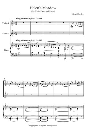 “Helen’s Meadow” A Modern Jig for Violin Duet and Piano