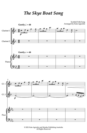 The Skye Boat Song – Clarinet Duet with Piano Accompaniment