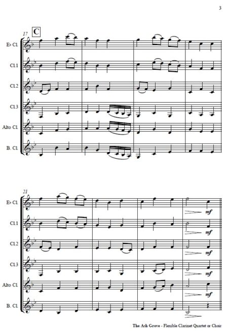 514 The Ash Grove Flexible Clarinet Quartet or Choir SAMPLE page 003