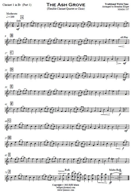 514 The Ash Grove Flexible Clarinet Quartet or Choir SAMPLE page 005