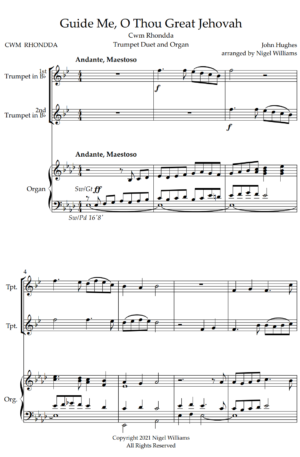 Cwm Rhondda, for Trumpet Duet and Organ