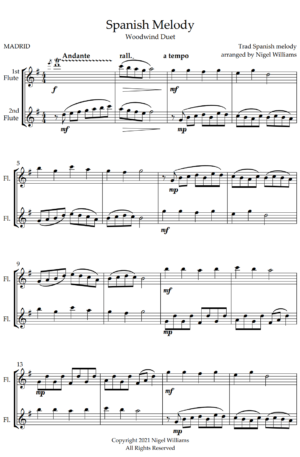 Spanish Melody, for Flute Duet
