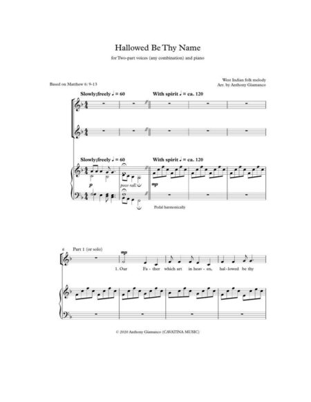HALLOWED BE THY NAME 2 part voices and piano 1