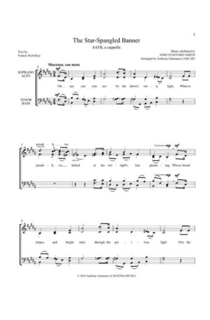 THE STAR-SPANGLED BANNER – SATB, a cappella