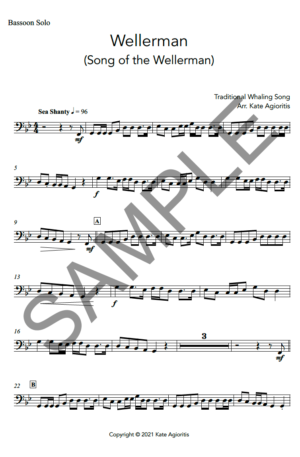 Wellerman – Instrumental Solo with Play-Along Accompaniment Track – for Flute, Clarinet, Oboe or Bassoon