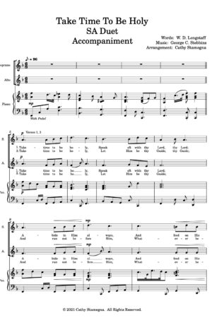 Take Time To Be Holy (Vocal Duet, Keyboard Accompaniment) SA, TB, ST Duets