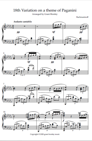 Rhapsody on theme of Paganini” (18th variation) Piano Solo